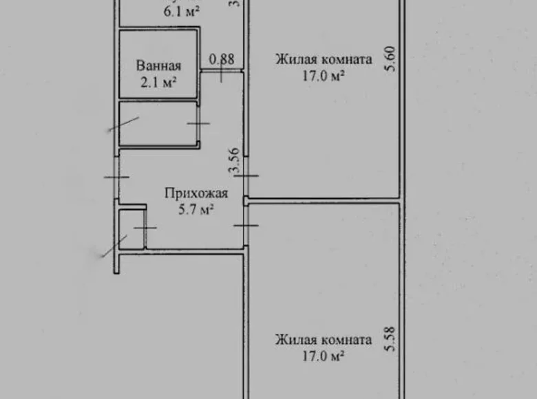 Mieszkanie 2 pokoi 50 m² Rzeczyca, Białoruś