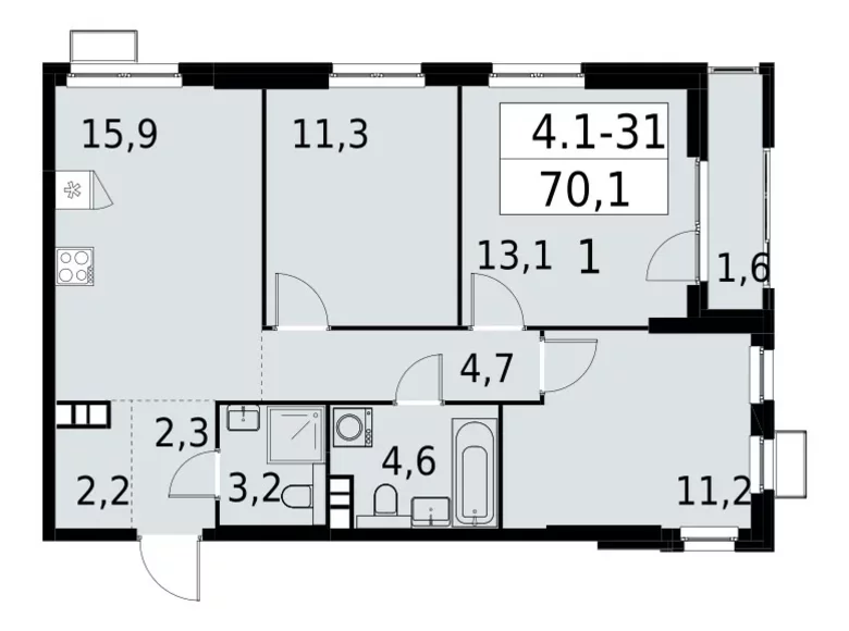 Apartamento 3 habitaciones 70 m² South-Western Administrative Okrug, Rusia