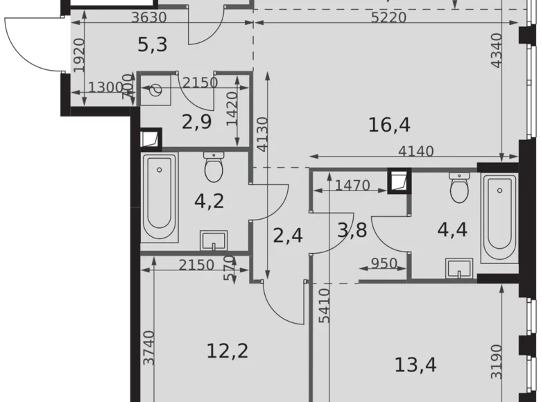 Квартира 3 комнаты 74 м² Москва, Россия