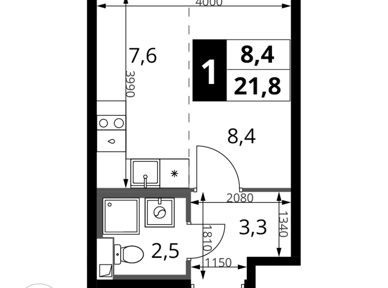 Estudio 1 habitación 22 m² Jimki, Rusia