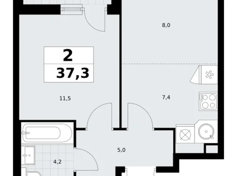 Apartamento 2 habitaciones 37 m² Postnikovo, Rusia