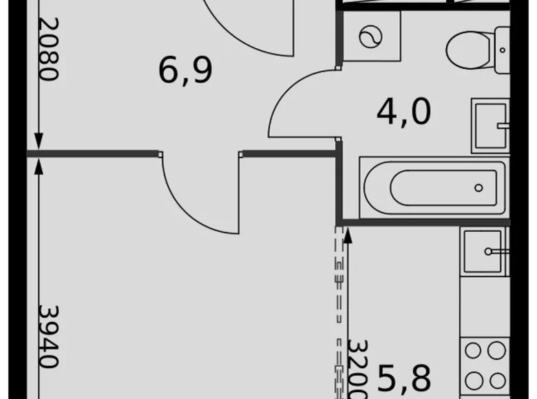 Студия 1 комната 30 м² Развилка, Россия