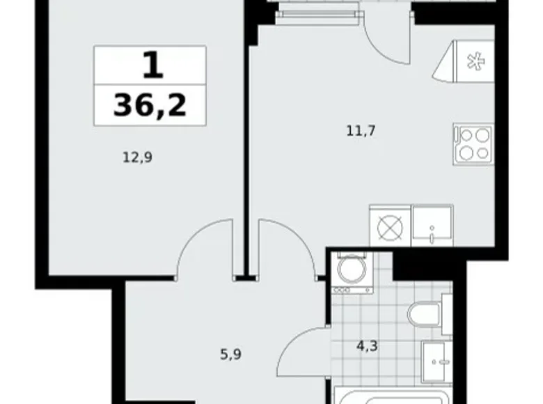 Квартира 1 комната 36 м² поселение Сосенское, Россия