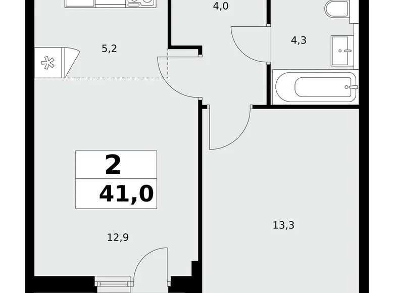 Mieszkanie 2 pokoi 41 m² poselenie Sosenskoe, Rosja