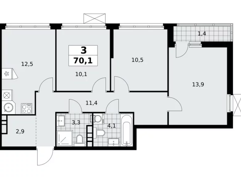 Appartement 3 chambres 70 m² Moscou, Fédération de Russie