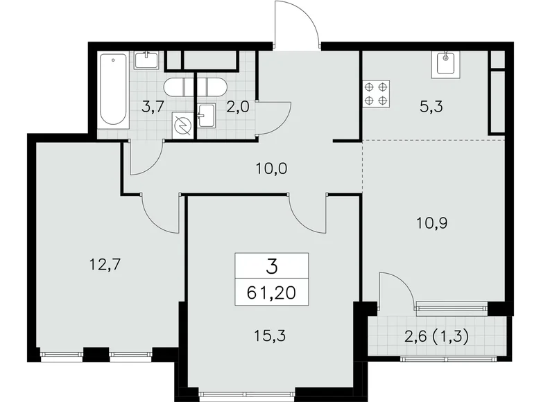 Appartement 3 chambres 61 m² South-Western Administrative Okrug, Fédération de Russie