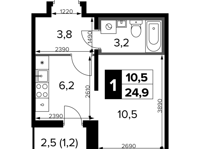 Kawalerka 1 pokój 25 m² Chimki, Rosja