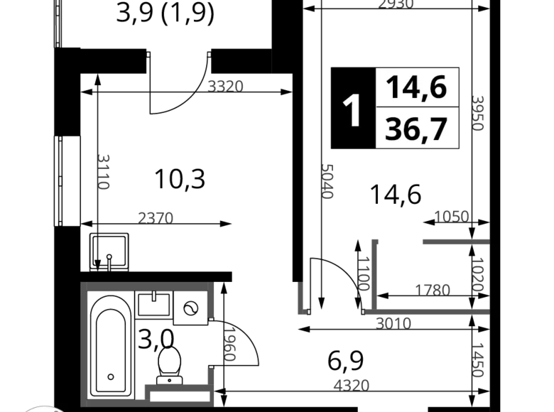 Apartamento 1 habitación 37 m² Potapovo, Rusia