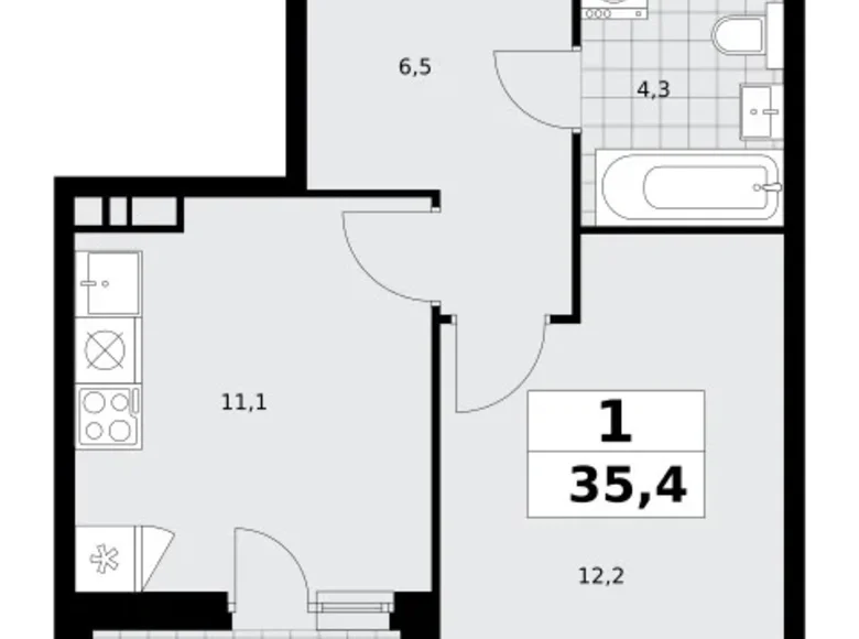 Appartement 1 chambre 35 m² poselenie Sosenskoe, Fédération de Russie