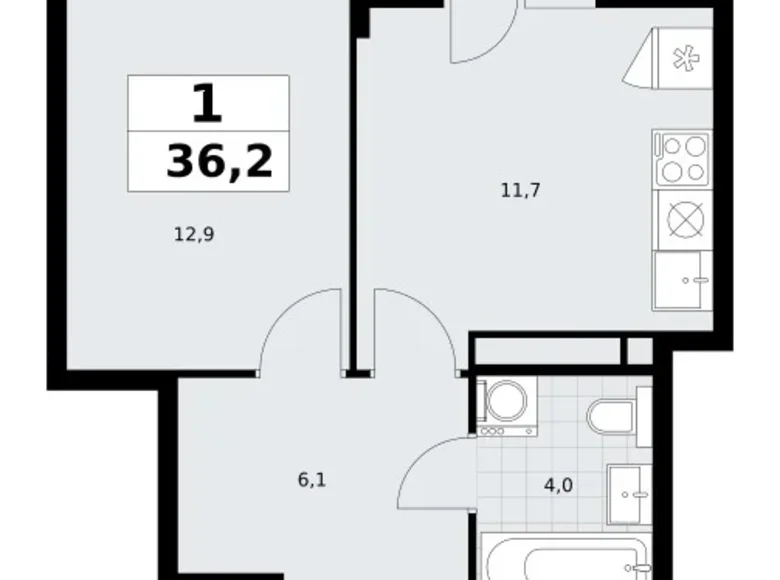 Appartement 1 chambre 36 m² Postnikovo, Fédération de Russie