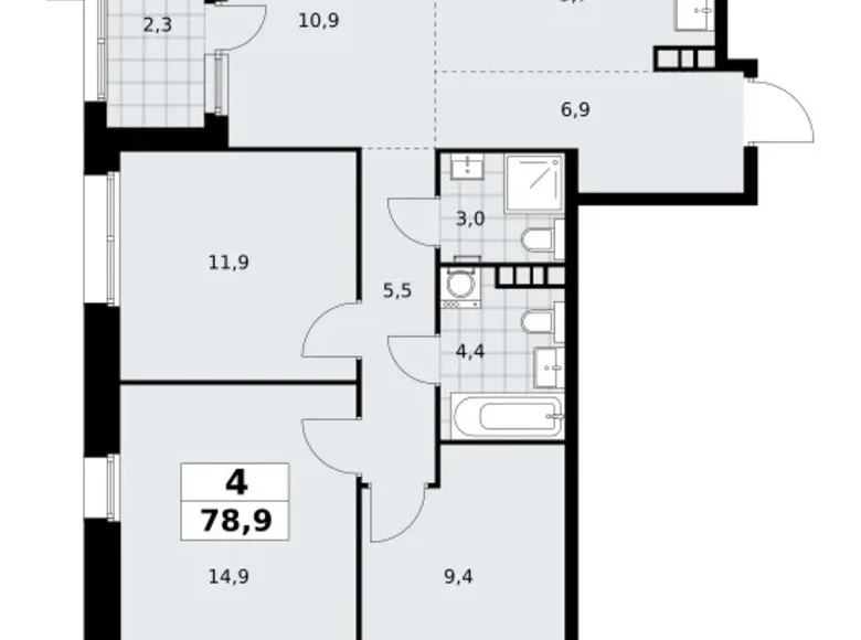 Wohnung 4 zimmer 79 m² poselenie Sosenskoe, Russland