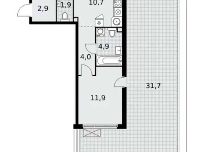 Квартира 3 комнаты 93 м² Москва, Россия