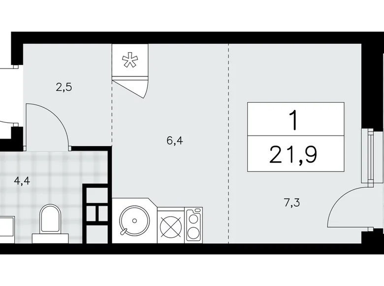 Wohnung 1 Zimmer 22 m² Moskau, Russland