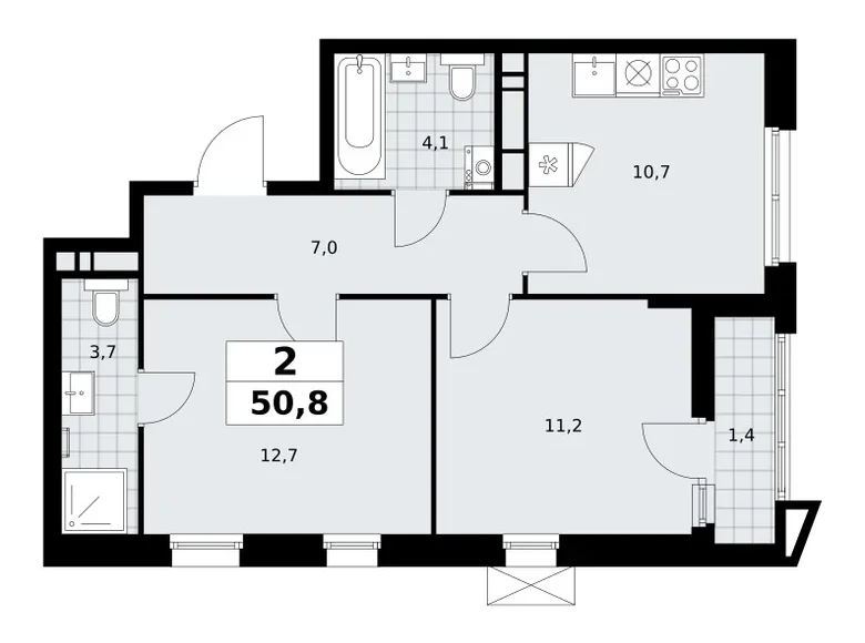 Mieszkanie 2 pokoi 51 m² poselenie Sosenskoe, Rosja