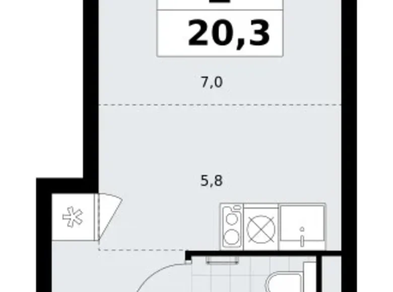 Wohnung 1 zimmer 20 m² Postnikovo, Russland