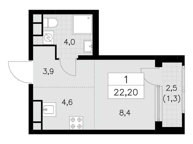 Apartamento 1 habitación 22 m² South-Western Administrative Okrug, Rusia