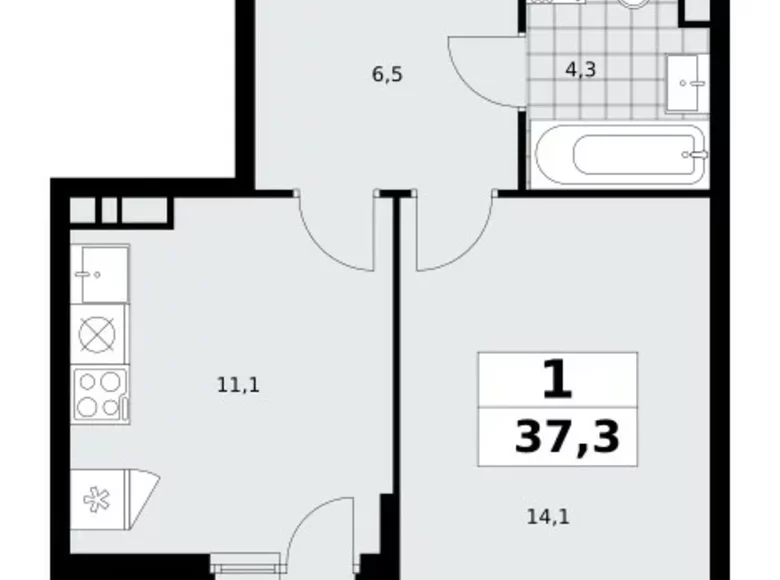 Wohnung 1 Zimmer 37 m² Moskau, Russland