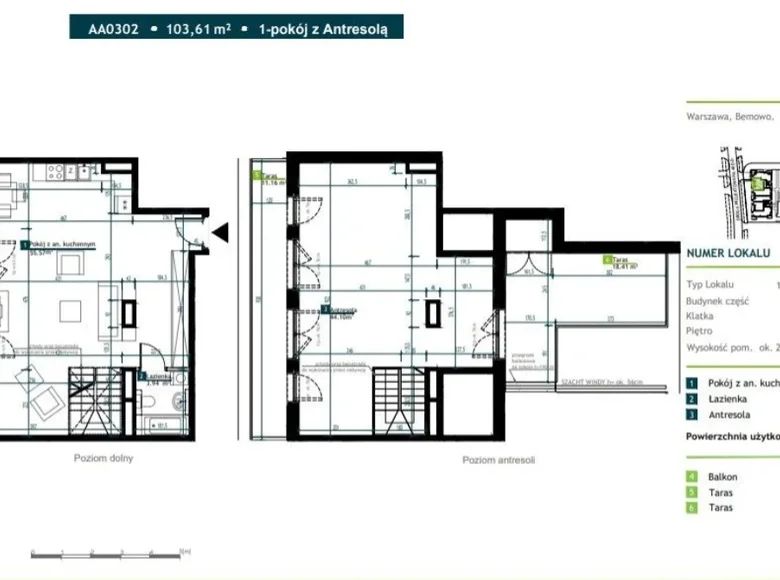 Apartamento 3 habitaciones 64 m² Varsovia, Polonia