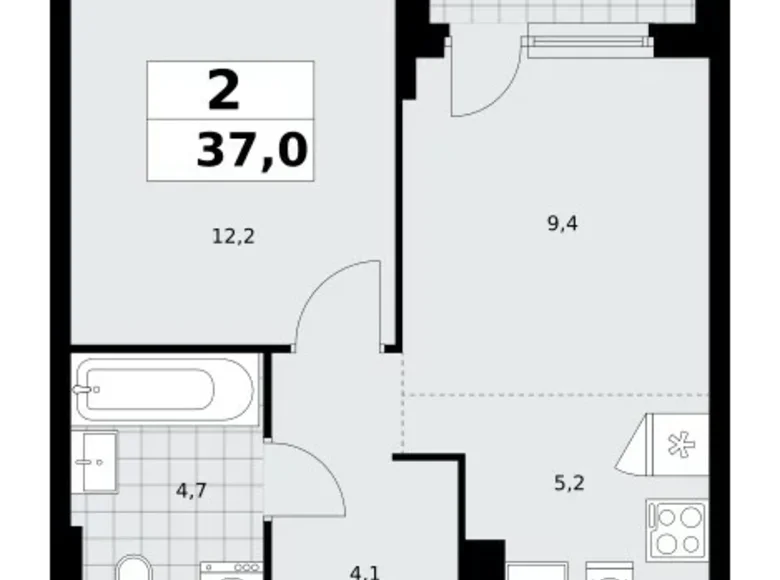 Wohnung 2 Zimmer 37 m² poselenie Sosenskoe, Russland