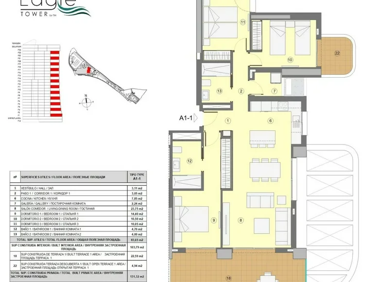 3 bedroom apartment 131 m² Benidorm, Spain