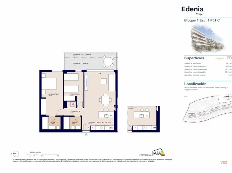 Mieszkanie 3 pokoi 95 m² Denia, Hiszpania