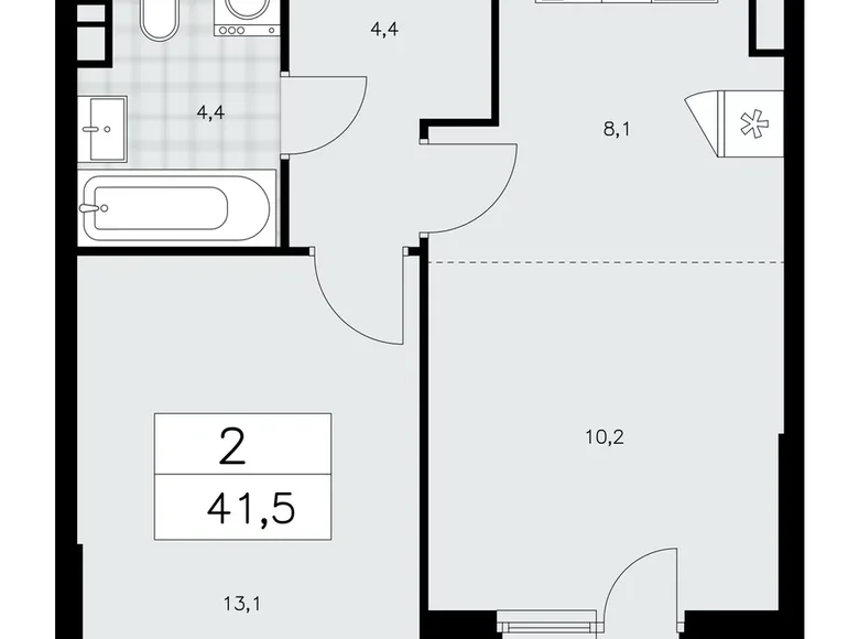 Mieszkanie 2 pokoi 42 m² poselenie Sosenskoe, Rosja