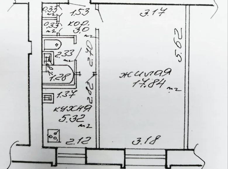1 room apartment 29 m² Homyel, Belarus