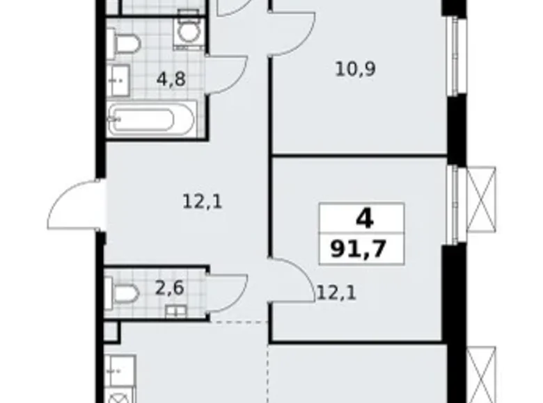 Apartamento 4 habitaciones 92 m² South-Western Administrative Okrug, Rusia