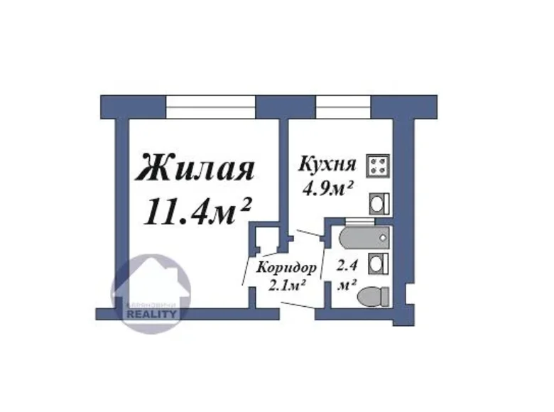 Квартира 1 комната 21 м² Барановичи, Беларусь