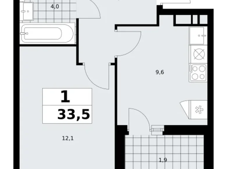 Mieszkanie 1 pokój 34 m² poselenie Sosenskoe, Rosja