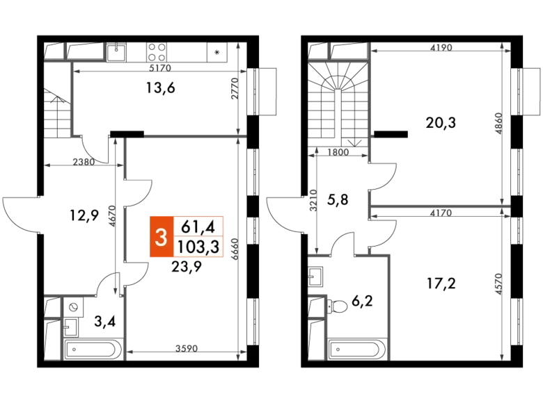 Wohnung 3 zimmer 103 m² Razvilka, Russland