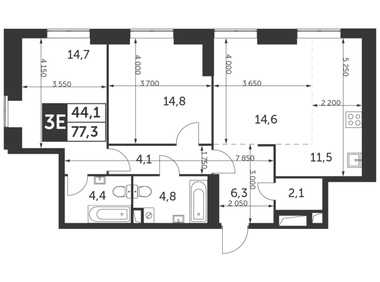 Wohnung 3 zimmer 77 m² Konkovo District, Russland