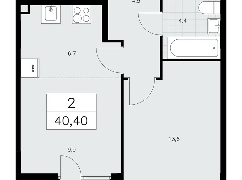 Appartement 2 chambres 40 m² poselenie Sosenskoe, Fédération de Russie