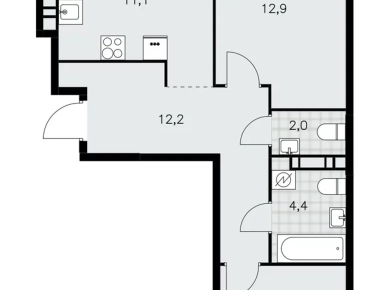 Apartamento 3 habitaciones 66 m² Moscú, Rusia