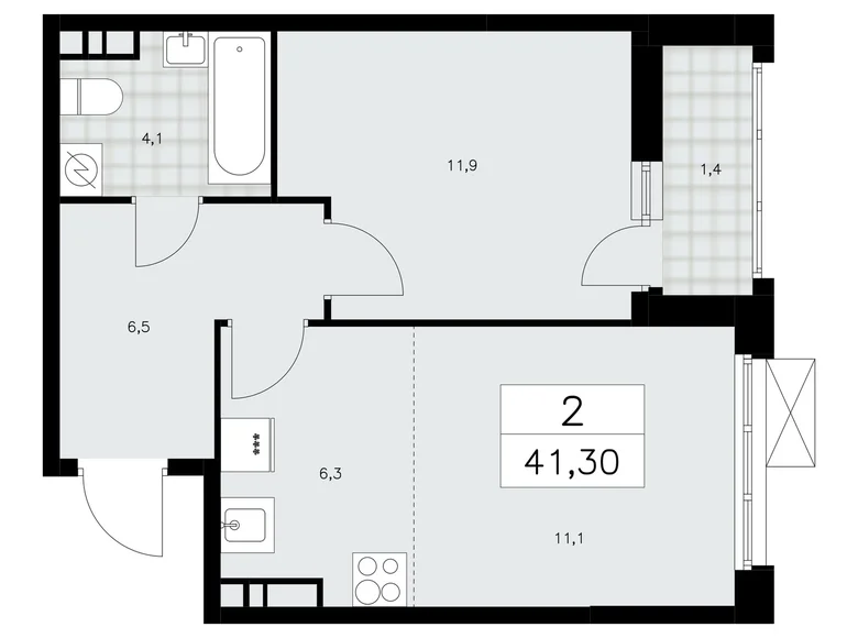 Mieszkanie 2 pokoi 41 m² Moskwa, Rosja