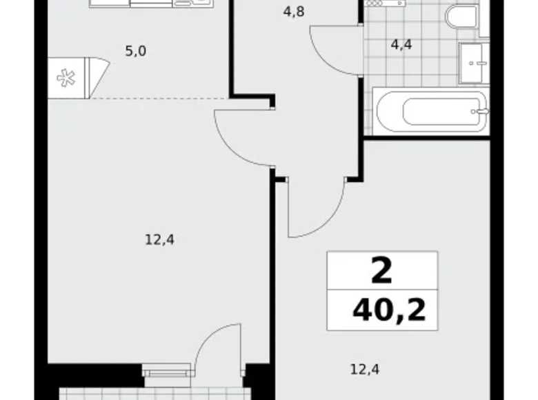 Apartamento 2 habitaciones 40 m² poselenie Sosenskoe, Rusia