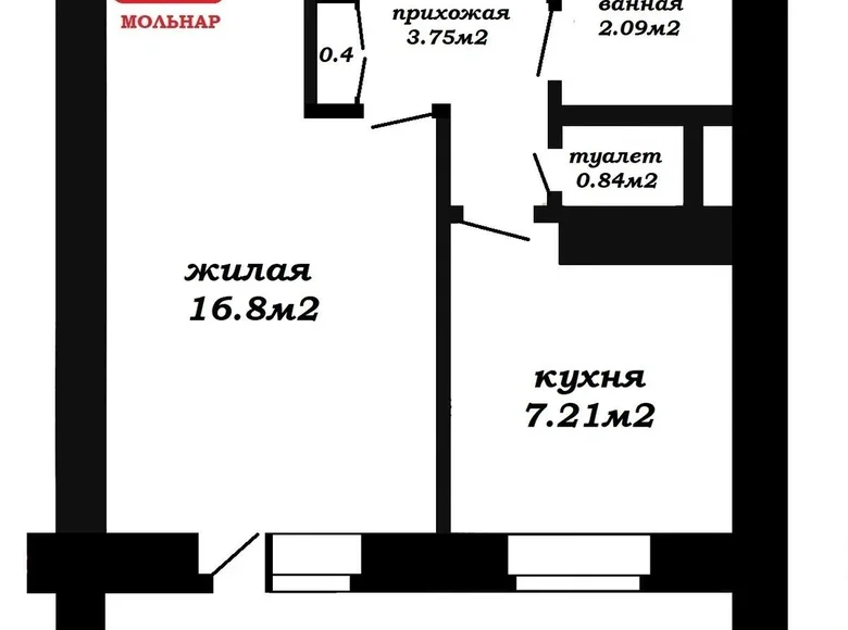 Wohnung 1 zimmer 31 m² Minsk, Belarus