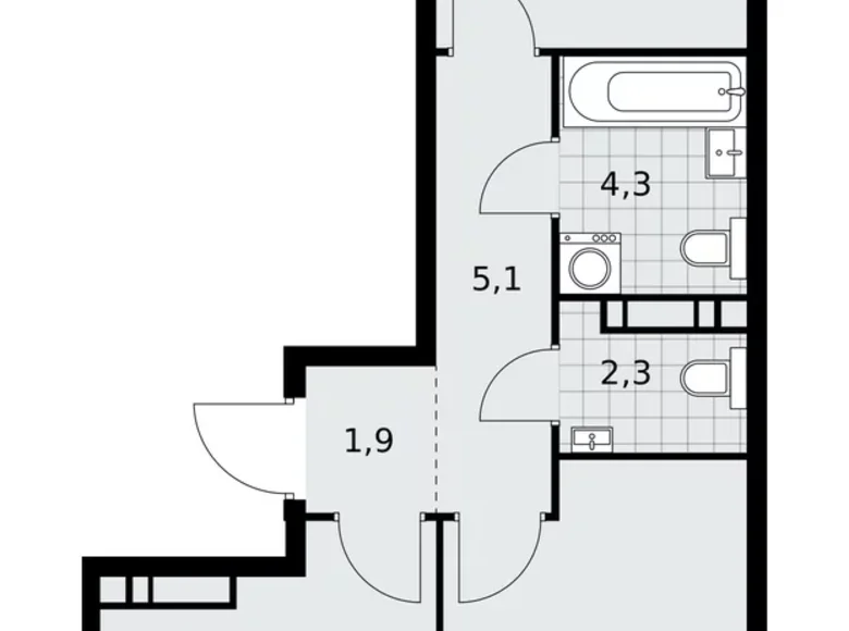 Mieszkanie 2 pokoi 51 m² poselenie Sosenskoe, Rosja