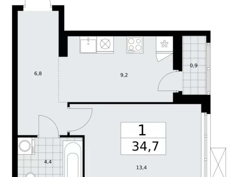 Квартира 1 комната 35 м² поселение Сосенское, Россия