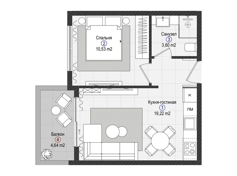 Wohnung 1 zimmer 43 m² Gazipasa, Türkei