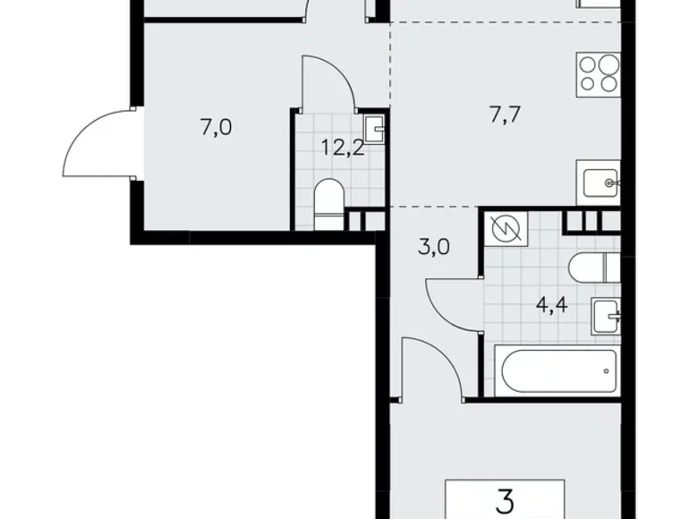 3 room apartment 60 m² poselenie Sosenskoe, Russia