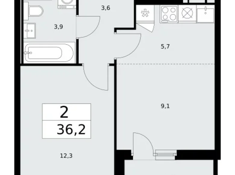 Mieszkanie 2 pokoi 36 m² Moskwa, Rosja