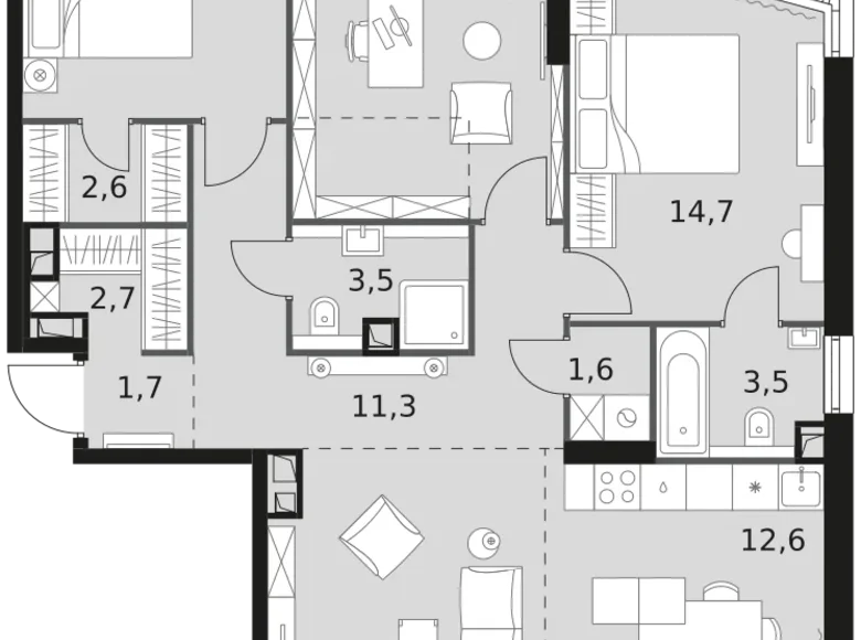 Mieszkanie 4 pokoi 100 m² Moskwa, Rosja