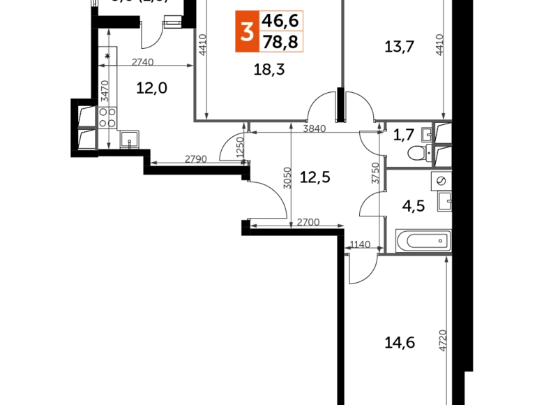 Wohnung 3 zimmer 79 m² Razvilka, Russland