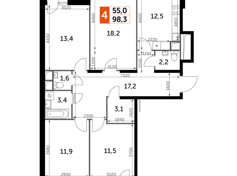 Appartement 4 chambres 100 m² Razvilka, Fédération de Russie