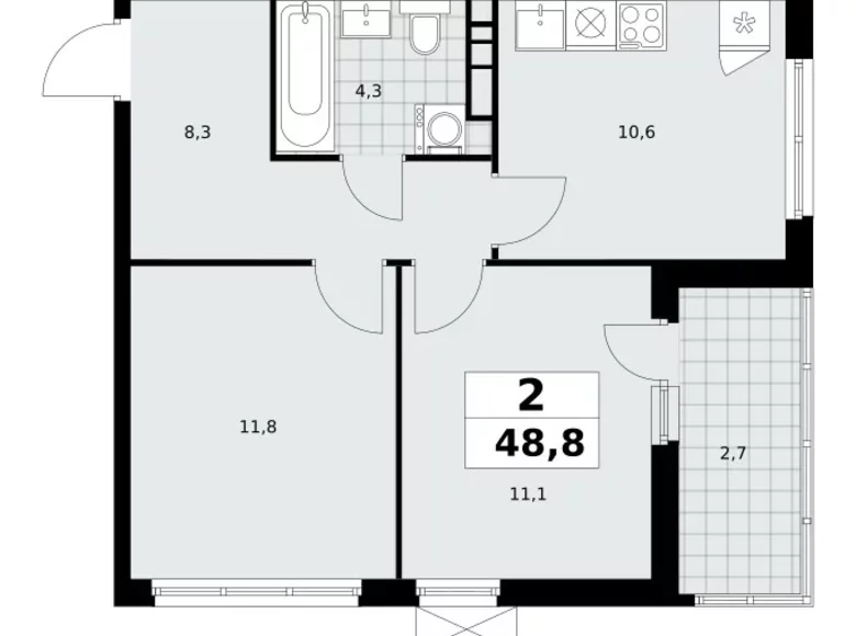 Apartamento 2 habitaciones 49 m² Moscú, Rusia
