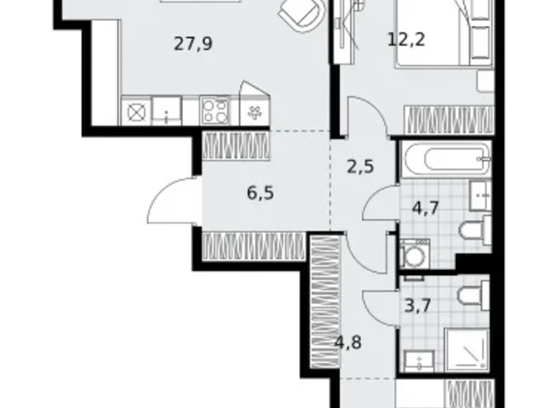 2 room apartment 77 m² Kommunarka, Russia