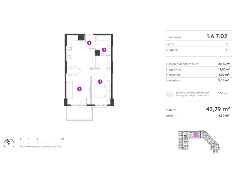 Mieszkanie 2 pokoi 44 m² Poznań, Polska