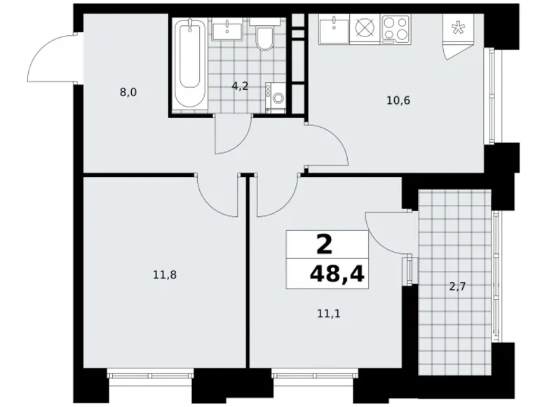 Apartamento 2 habitaciones 48 m² poselenie Sosenskoe, Rusia