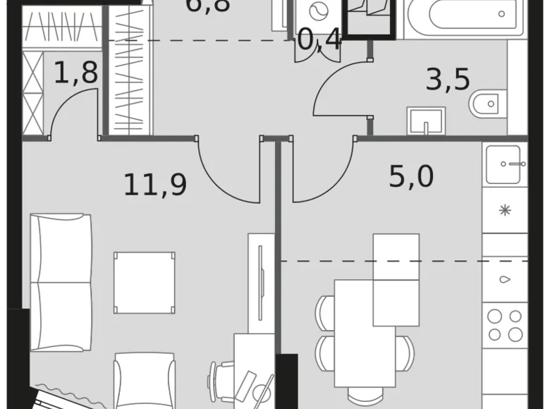 Appartement 2 chambres 39 m² Moscou, Fédération de Russie